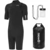 Mens Tempus 2/2mm Chest Zip Shorty Wetsuit & 20L Dry Bag & Key Case Bundle