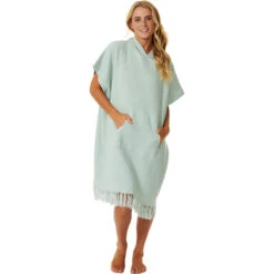 Rip Curl Womens Stonewash Hooded Towel Changing Robe / Poncho -Deep Wetsuit 202320Rip20Curl20Womens20Stonewash20Hooded20Towel20Changing20Robe2020Poncho20GTWEA120 20Mint20pocket20front.2000x2000