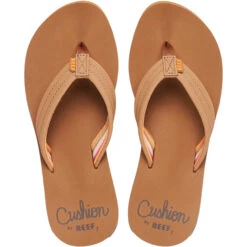 Reef Womens Cushion Breeze Flip Flops -Deep Wetsuit 44962 202320Reef20Womens20Cushion20Breeze20Flip20Flops20CJ018420 20Tan2020Smoothie20front.2000x2000