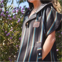 Slowtide Baja Stripe Hooded Towel Change Robe / Poncho 16 Slowtide Baja Stripe Hooded Towel Change Robe / Poncho -Deep Wetsuit 45967 202320Slowtide20Baja20Stripe20Hooded20Towel20Change20Robe2020Poncho20ST11520 20Black20Lifestyle201.2000x2000