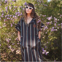 Slowtide Baja Stripe Hooded Towel Change Robe / Poncho 17 Slowtide Baja Stripe Hooded Towel Change Robe / Poncho -Deep Wetsuit 45967 202320Slowtide20Baja20Stripe20Hooded20Towel20Change20Robe2020Poncho20ST11520 20Black20Lifestyle202.2000x2000