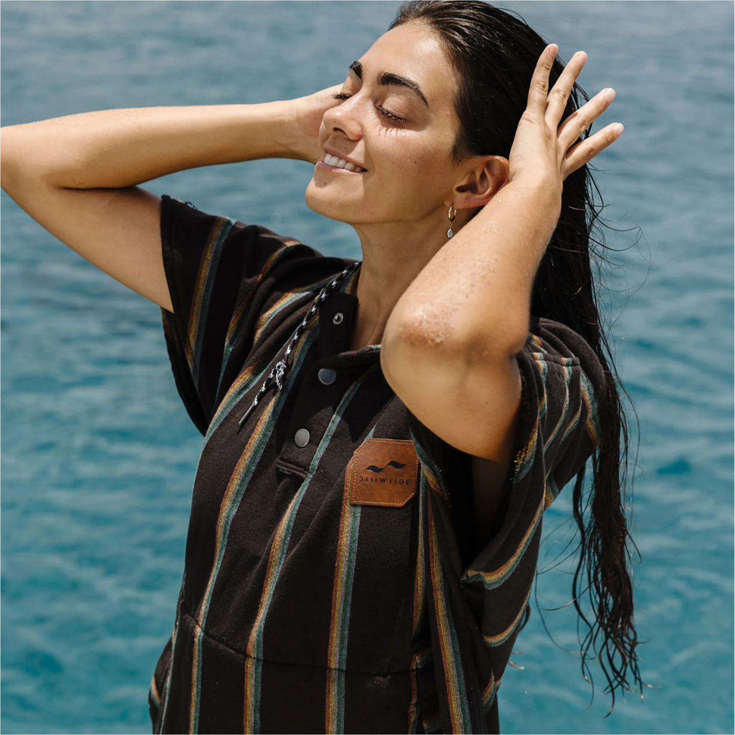 Slowtide Baja Stripe Hooded Towel Change Robe / Poncho 6 Slowtide Baja Stripe Hooded Towel Change Robe / Poncho - Image 6