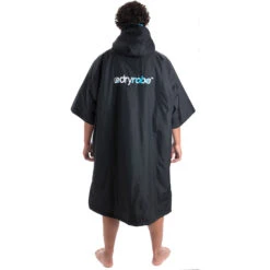 Advance Short Sleeve Changing Robe -Deep Wetsuit Dryrobe Advance Short Sleeve Premium Outdoor Change Robe DR100 Black Blue Back.2000x2000